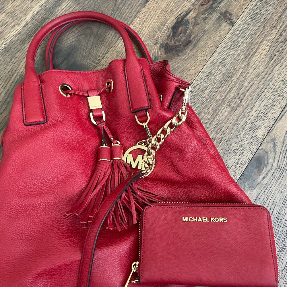 GUC Michael Kors Red Purse and Wallet